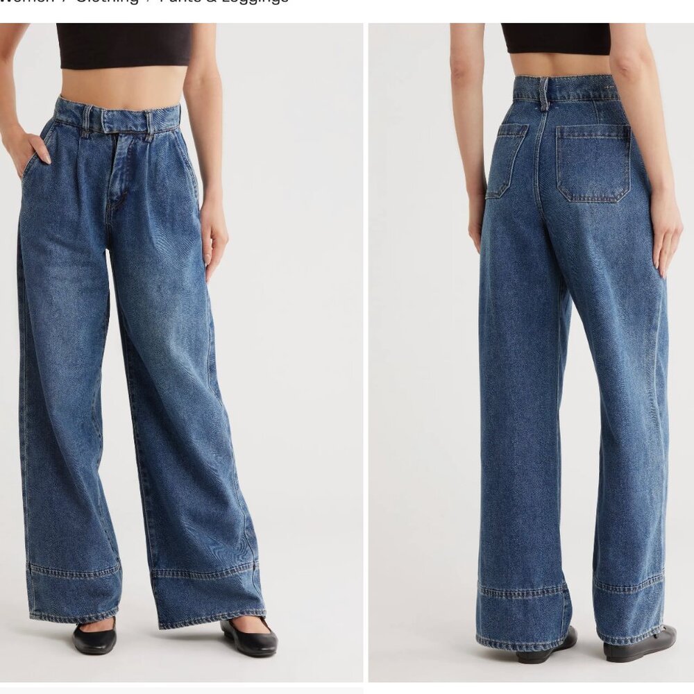 Habitual Pleated High Waist Super Wide Leg Jeans Size 8/29